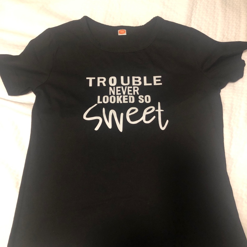 Kids Black Graphic Tee with White Text